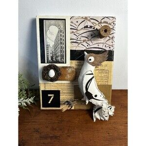 Nest of Thread #7 Mixed Media Collage Bird Nest by Abby Glassenberg